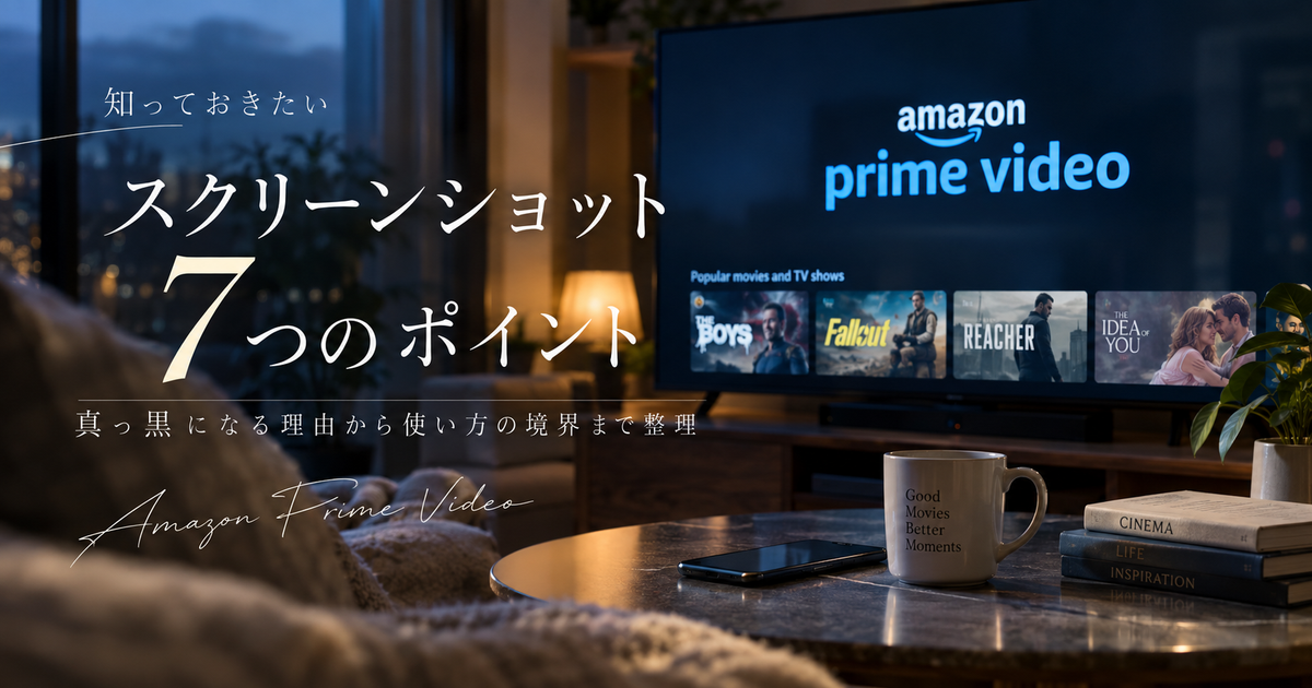 Amazonプライムビデオ スクリーンショットで先に知るべき7項目｜真っ黒になる理由から使い方の境界まで整理！