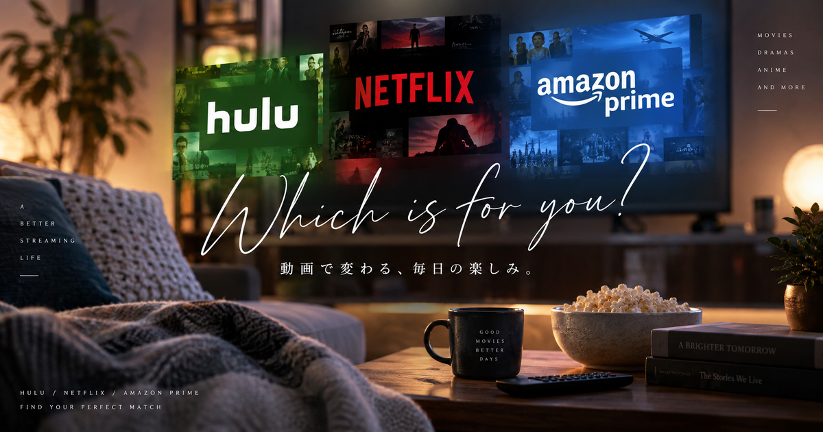 HuluとNetflixとAmazonプライムを6項目で比較｜合う人の違いがすぐ見える！