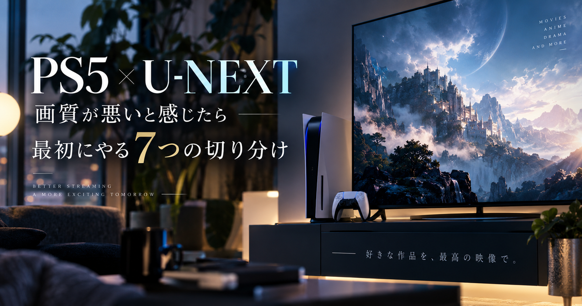 PS5でU-NEXTの画質が悪いと感じたら最初にやる7つの切り分け｜自動低画質から抜けるコツまで押さえる！